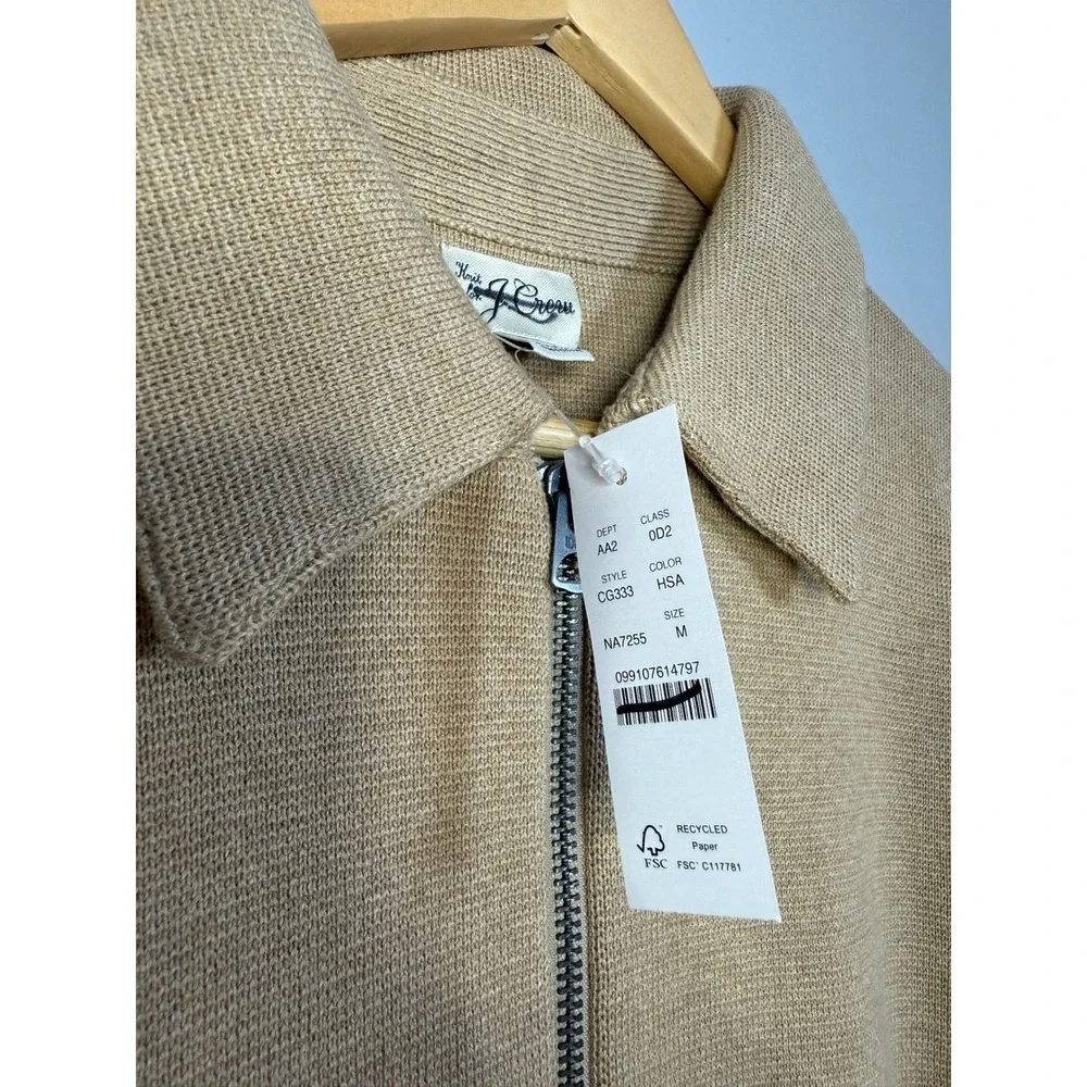 J.Crew Cotton‎ milano-stitch coach's sweater-jacket Mens Medium Heather Saddle